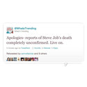 La mort de Steve Jobs faussement annoncée sur Twitter